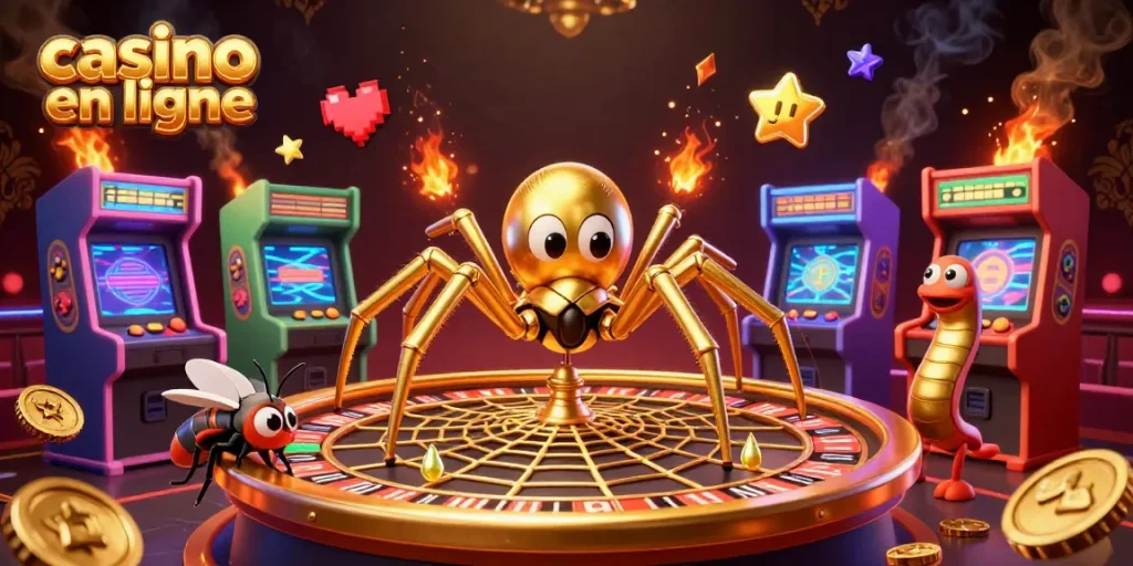 Placer des paris au casino en ligne avec une illustration dynamique de personnages animés.