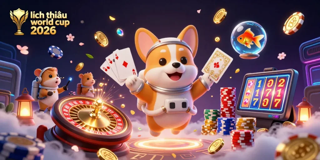 Experience the excitement of lịch thi đấu world cup 2026 in this vibrant, dynamic casino illustration.