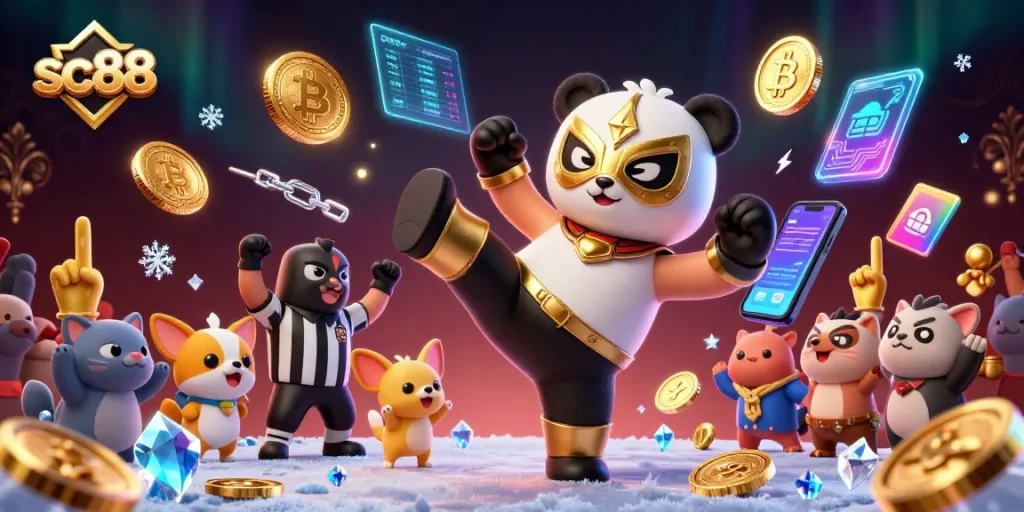Engage with the exciting sc88 casino action featuring a panda and chihuahua in a vibrant scene