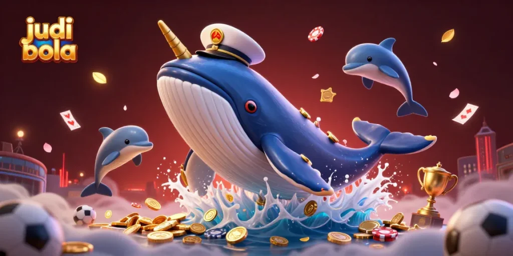 Bettors engage in judi bola with dynamic sports betting visuals in this vibrant scene.