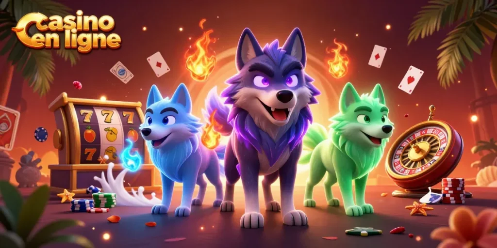 Pariez avec le casino en ligne en découvrant notre illustration dynamique de jeux de hasard captivants.