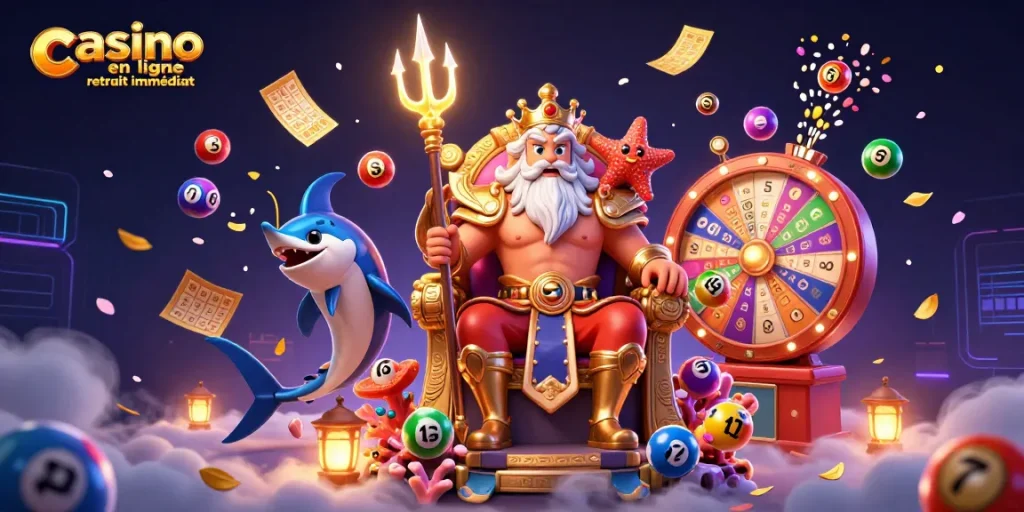 Jouez au casino en ligne retrait immédiat et découvrez des jeux captivants dans une illustration dynamique.