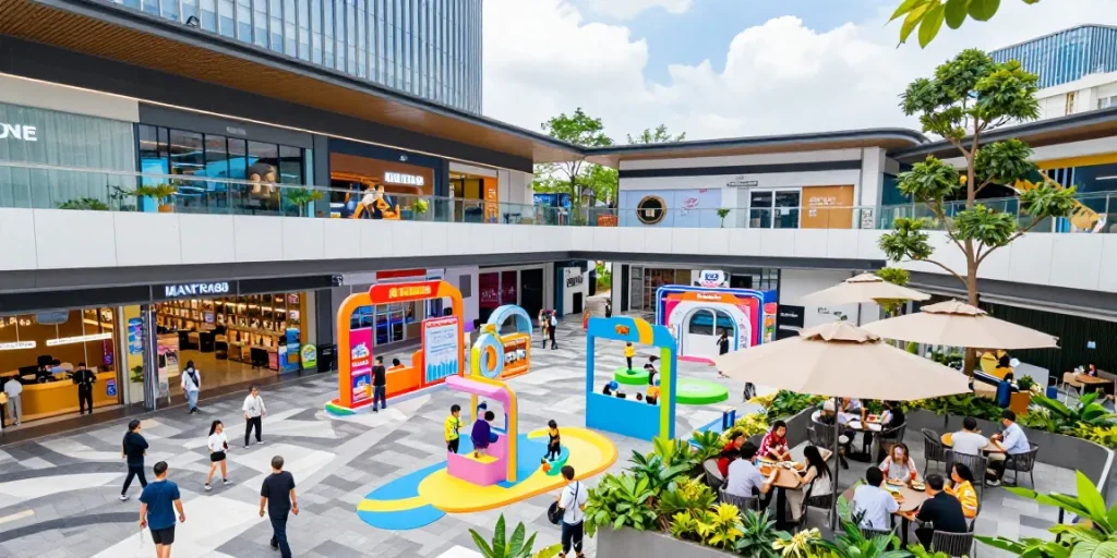 Vibrant MANTRA88 entertainment complex showcasing shopping and dining experiences.